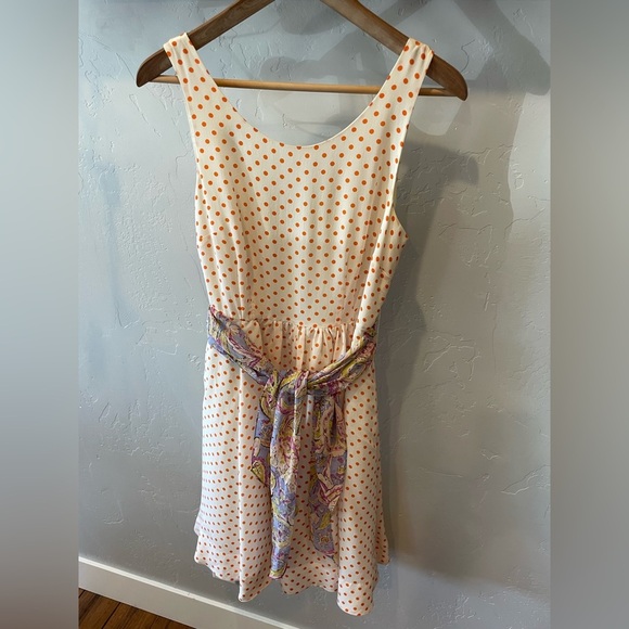 Women’s 100% silk Anthropologie polkadot A line dress size 4 - Picture 3 of 9